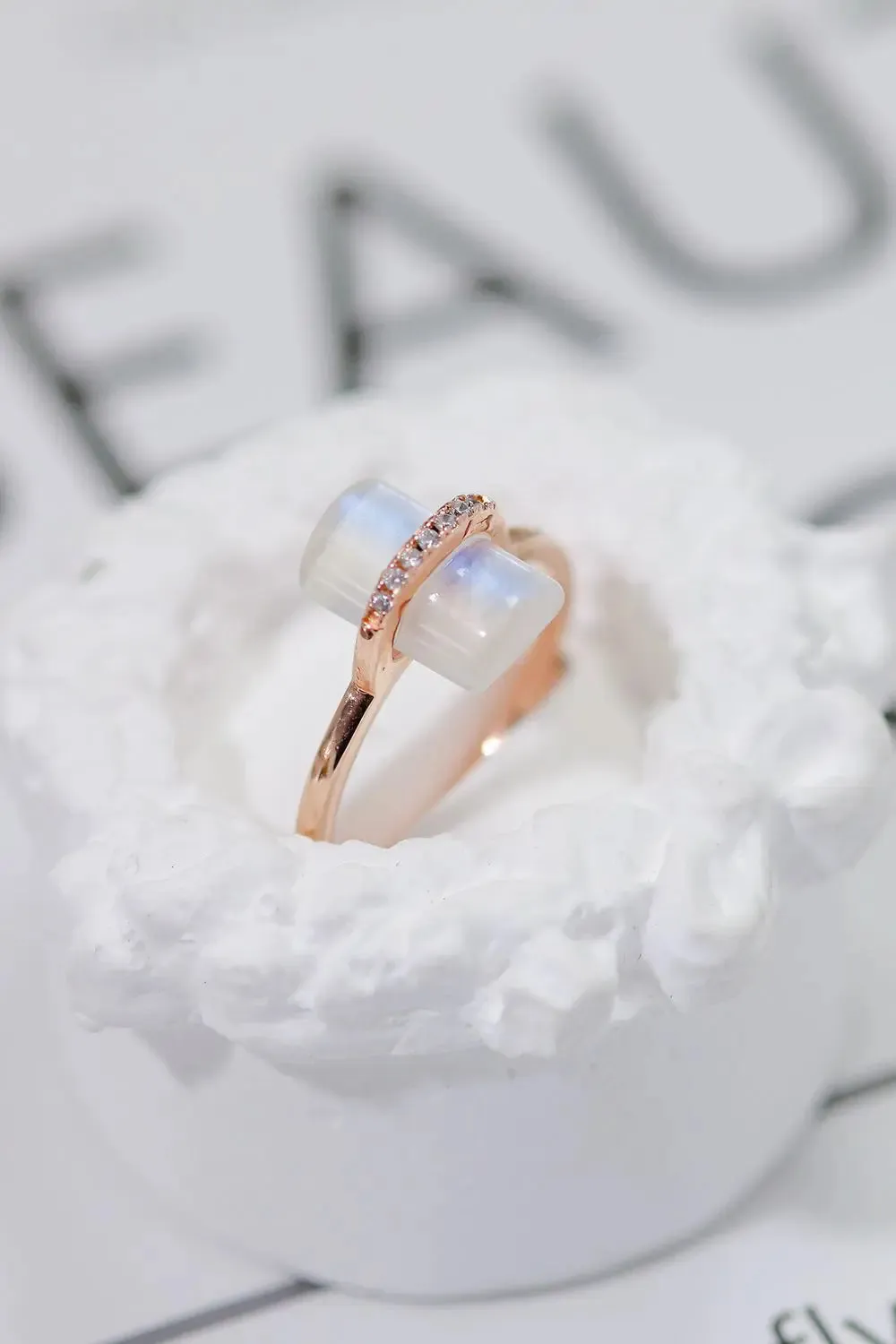 LOVCIA Natural Moonstone Platinum-Plated Ring