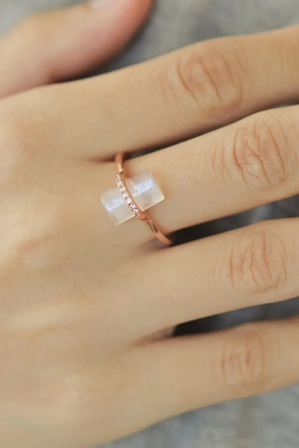 LOVCIA Natural Moonstone Platinum-Plated Ring
