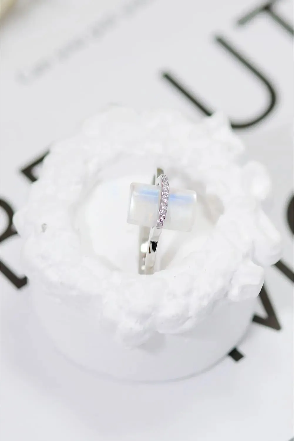 LOVCIA Natural Moonstone Platinum-Plated Ring