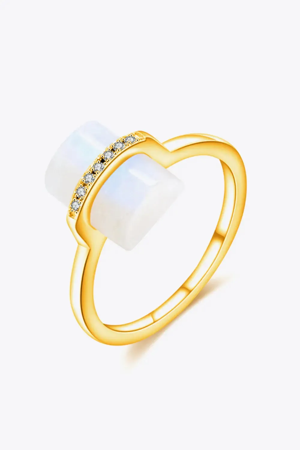 LOVCIA Natural Moonstone Platinum-Plated Ring