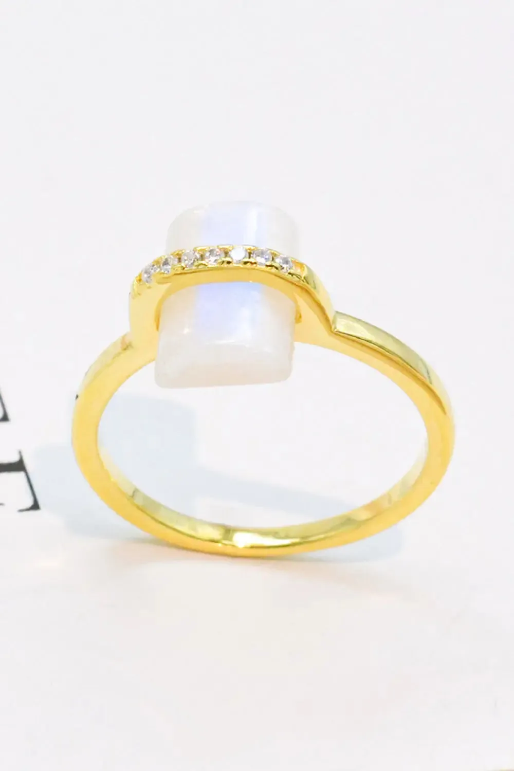 LOVCIA Natural Moonstone Platinum-Plated Ring