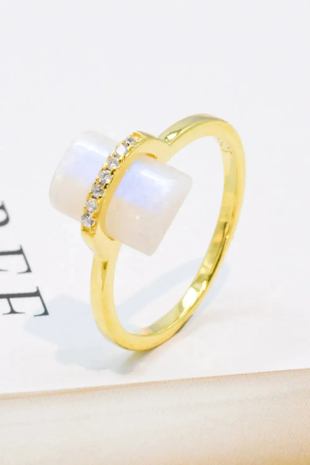 LOVCIA Natural Moonstone Platinum-Plated Ring