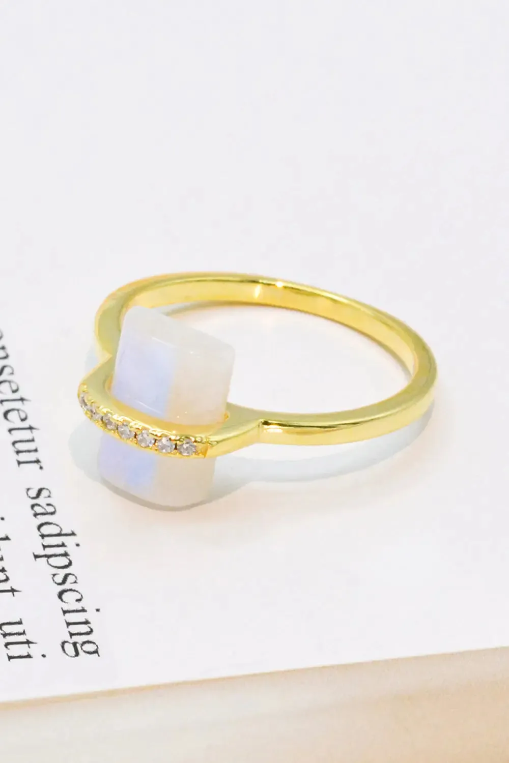LOVCIA Natural Moonstone Platinum-Plated Ring