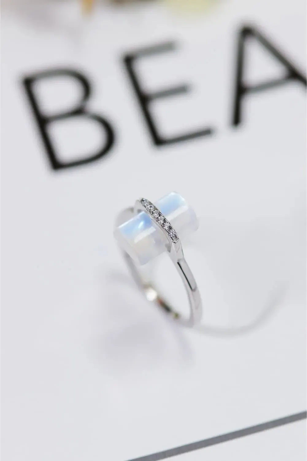 LOVCIA Natural Moonstone Platinum-Plated Ring