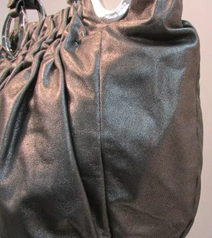 Michael Kors Steel Gray Leather Shoulder Bag
