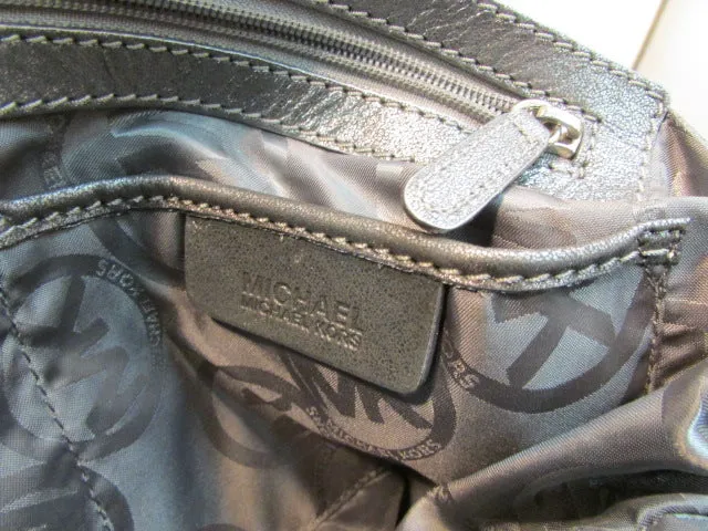 Michael Kors Steel Gray Leather Shoulder Bag