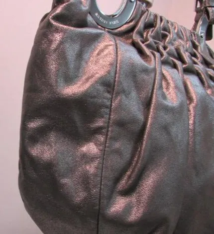 Michael Kors Steel Gray Leather Shoulder Bag