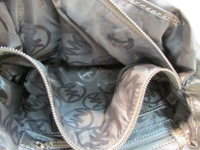 Michael Kors Steel Gray Leather Shoulder Bag