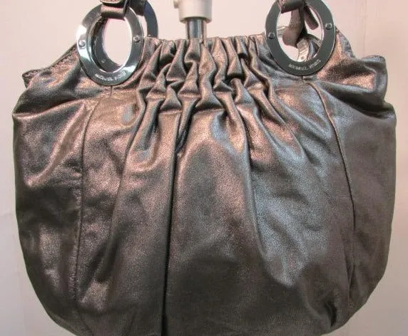Michael Kors Steel Gray Leather Shoulder Bag