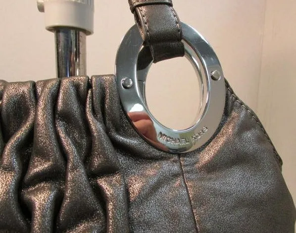 Michael Kors Steel Gray Leather Shoulder Bag