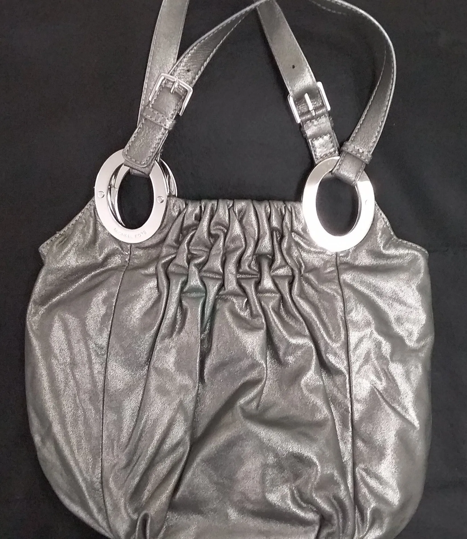 Michael Kors Steel Gray Leather Shoulder Bag