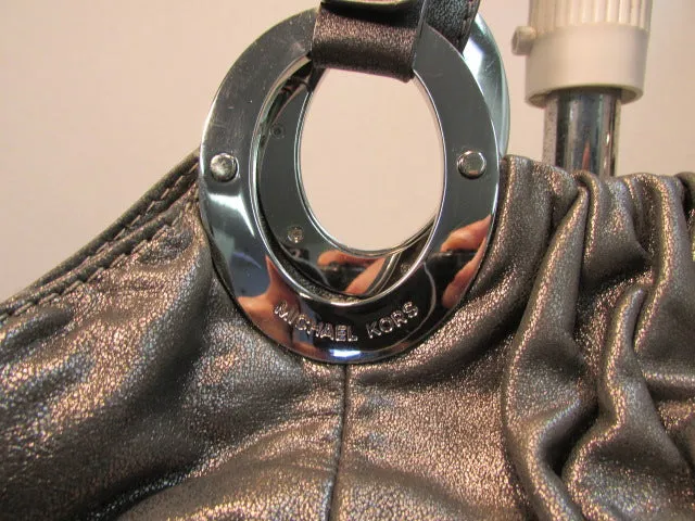 Michael Kors Steel Gray Leather Shoulder Bag