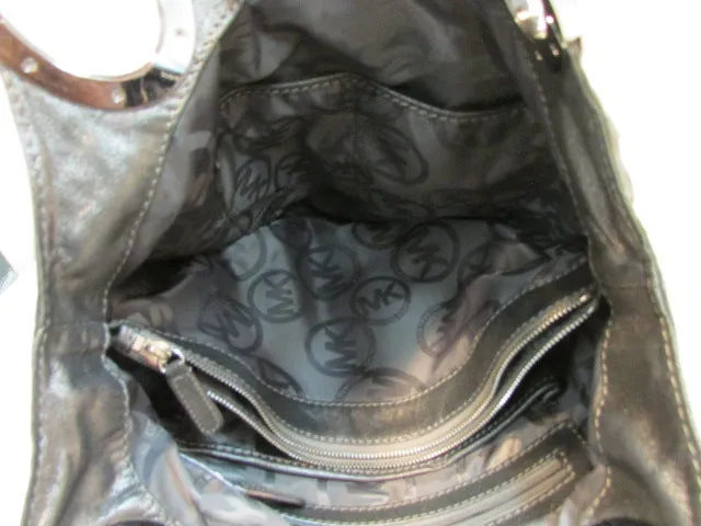 Michael Kors Steel Gray Leather Shoulder Bag