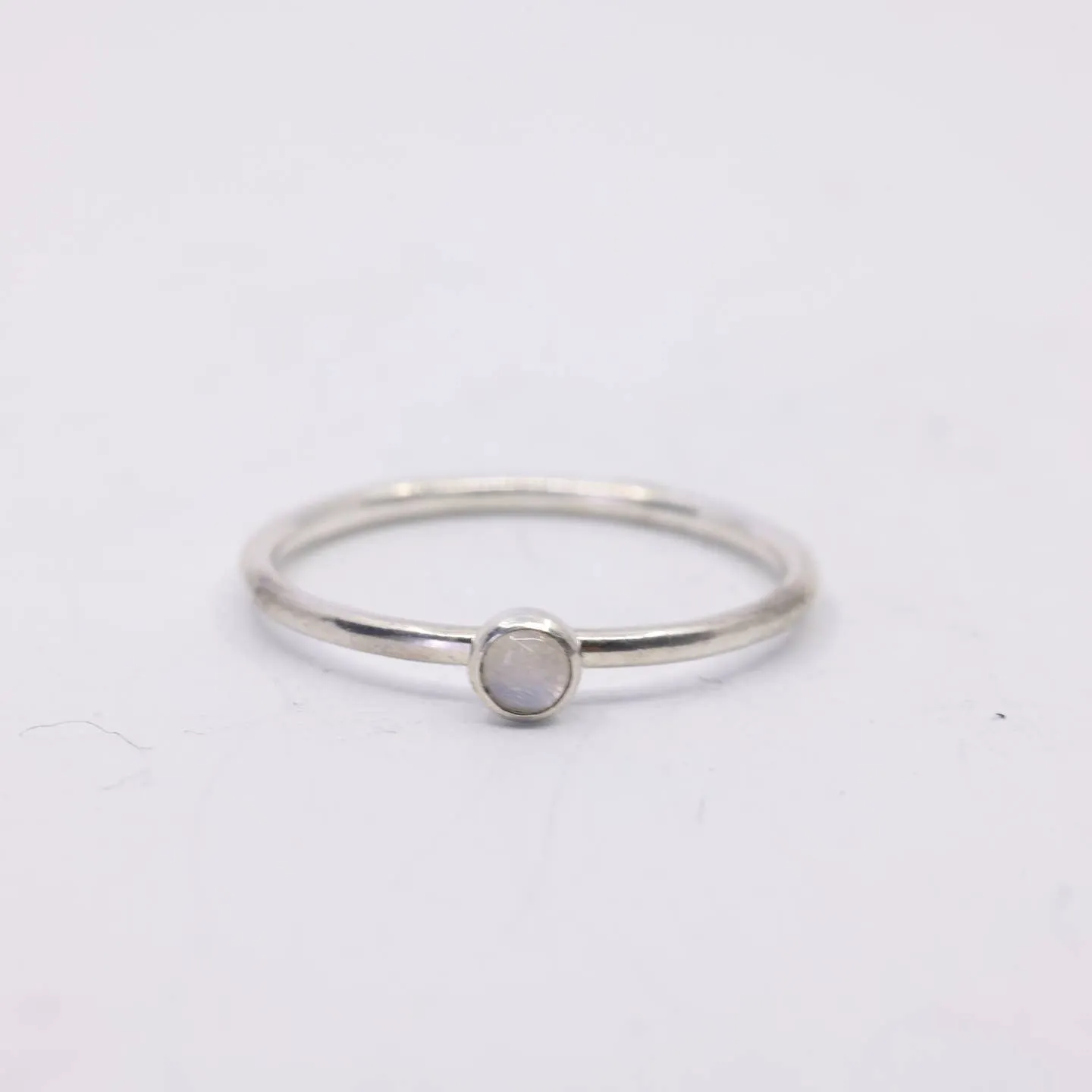 Mini Moonstone Stacking Ring - Sterling Silver