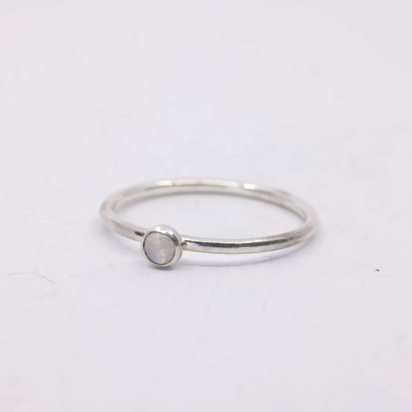 Mini Moonstone Stacking Ring - Sterling Silver
