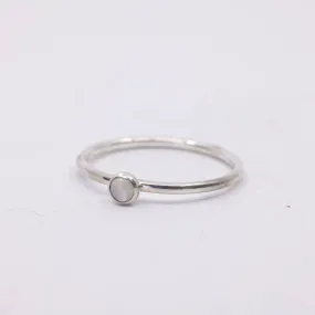 Mini Moonstone Stacking Ring - Sterling Silver
