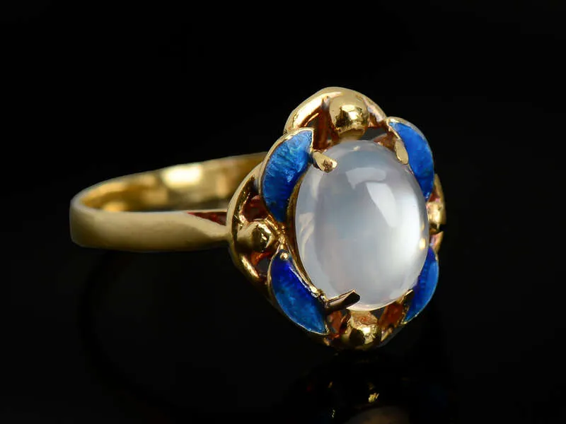 Moonrise Marvelous - Moonstone Enamel Ring