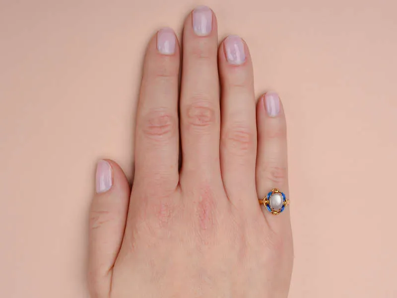 Moonrise Marvelous - Moonstone Enamel Ring
