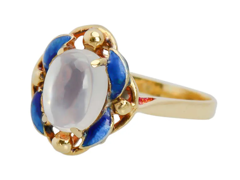 Moonrise Marvelous - Moonstone Enamel Ring