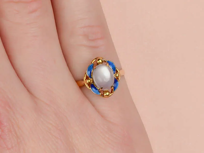 Moonrise Marvelous - Moonstone Enamel Ring