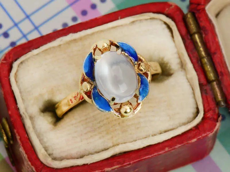 Moonrise Marvelous - Moonstone Enamel Ring