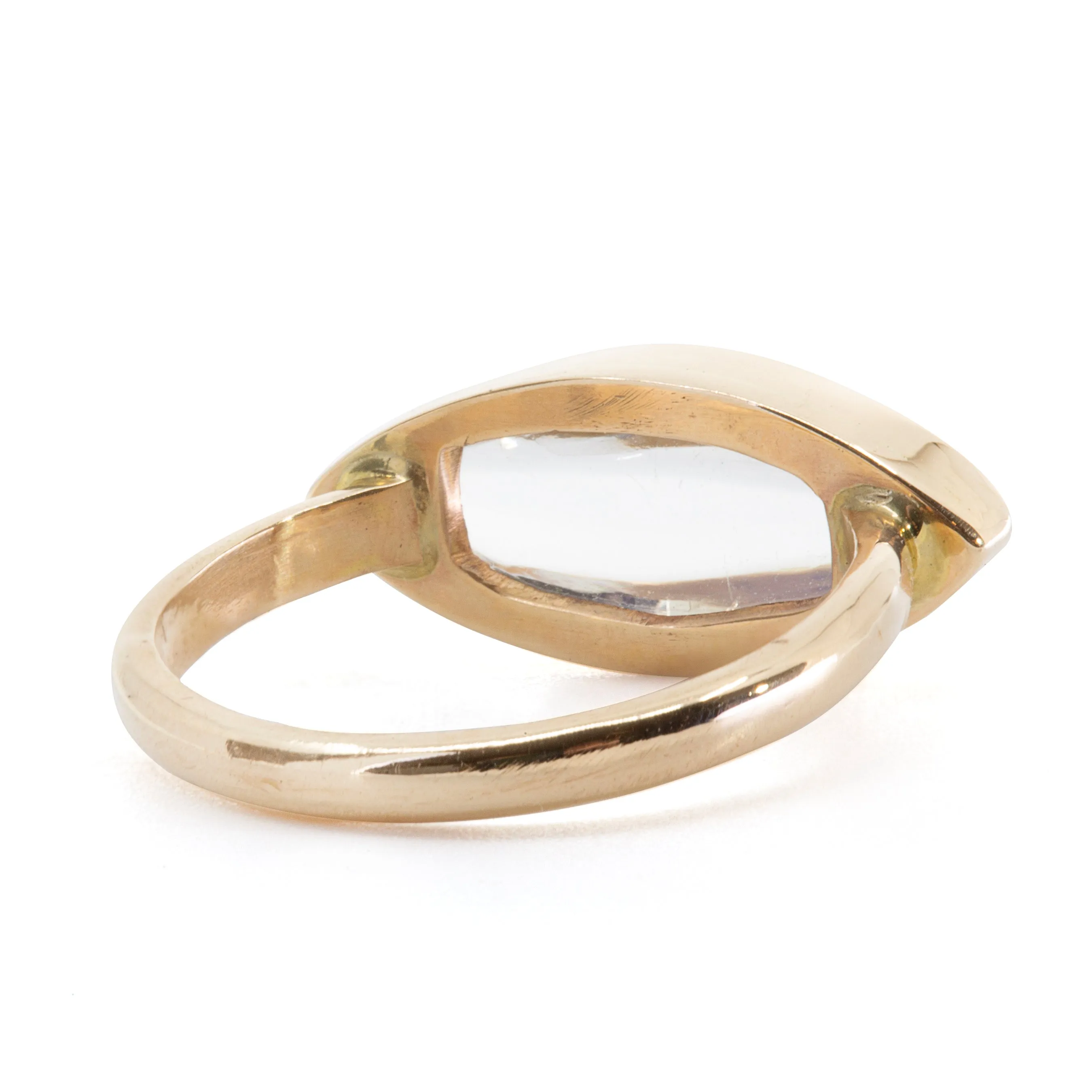 Moonstone 5.21 carat Horizontal 14k Handcrafted Cabochon Ring