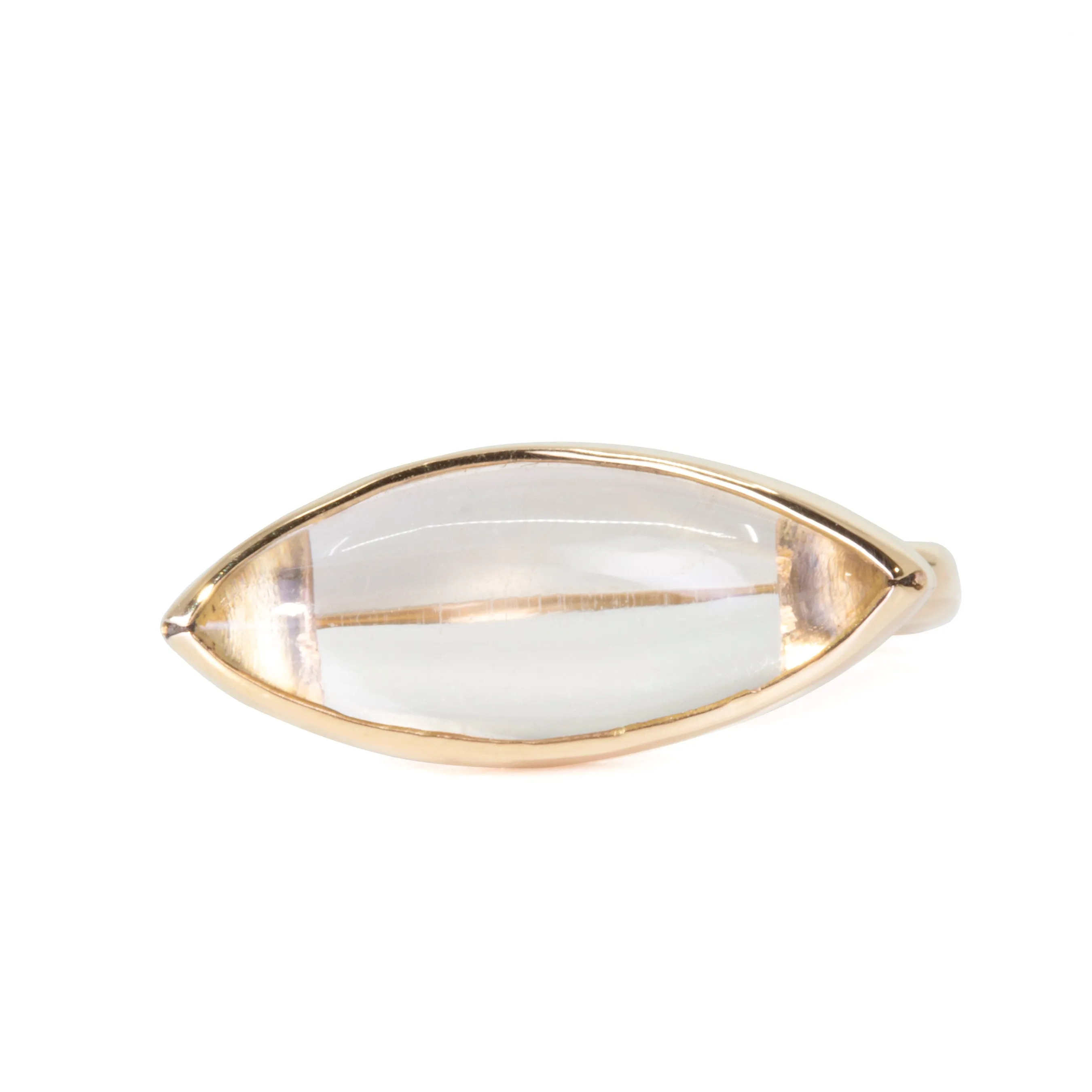 Moonstone 5.21 carat Horizontal 14k Handcrafted Cabochon Ring