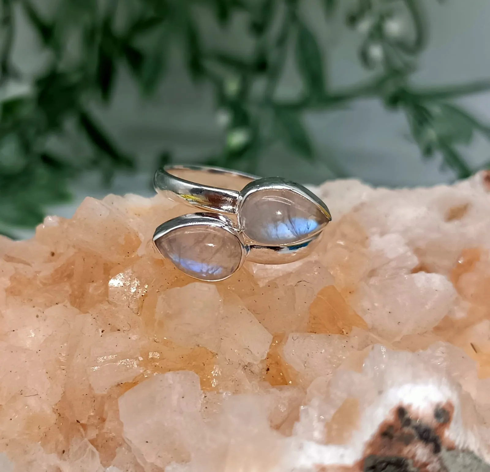 Moonstone 925 Sterling Silver Ring - Adjustable
