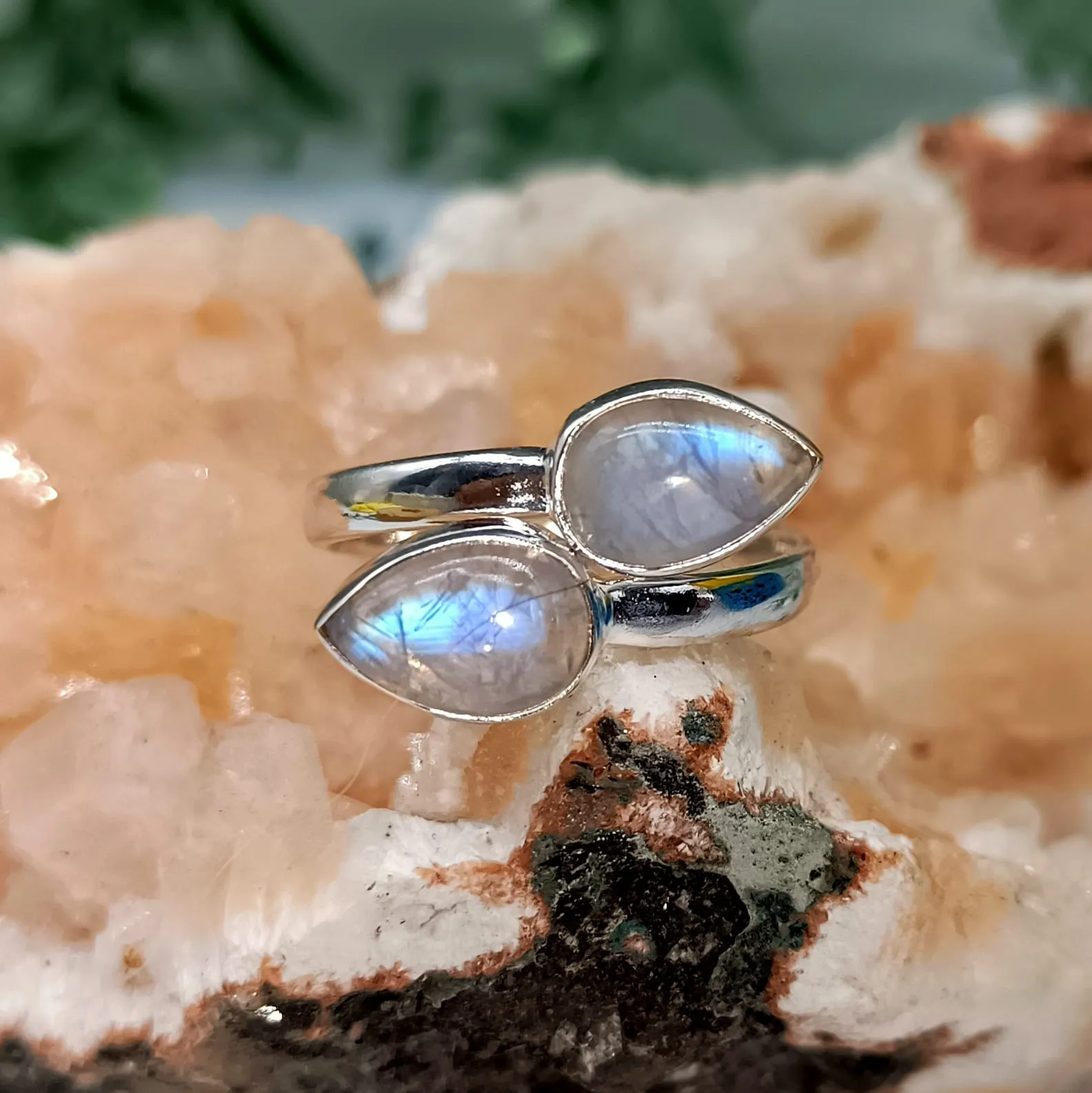Moonstone 925 Sterling Silver Ring - Adjustable