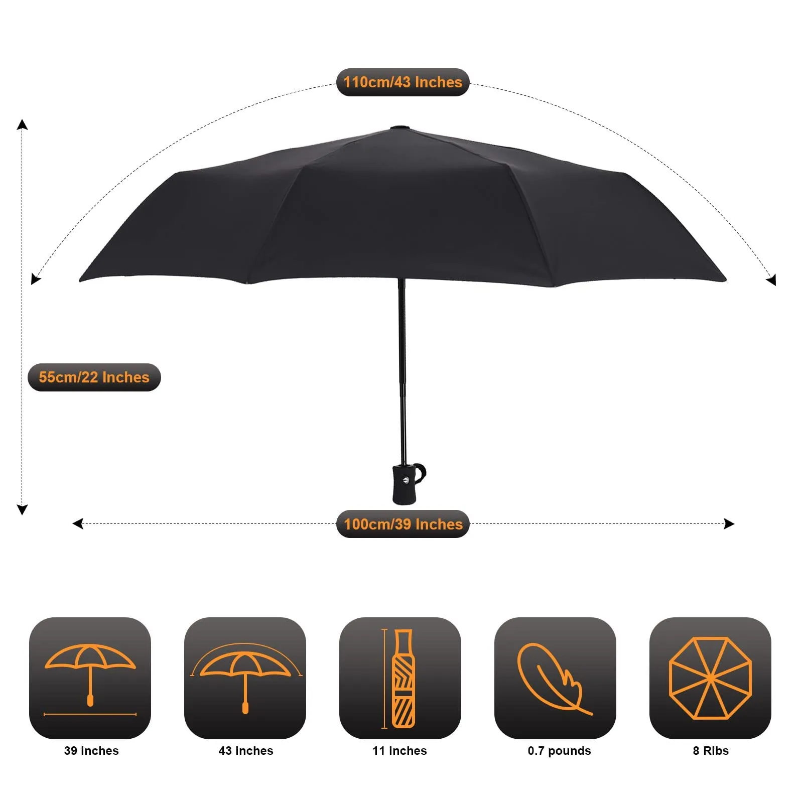 NIKIOYE Umbrella Compact Travel Umbrellas Strong Durable Windproof 50  UV Blocking Umbrella for Sun Rain Portable Umbrella, Auto Open/Close, Perfect Car Umbrella, Golf Umbrella