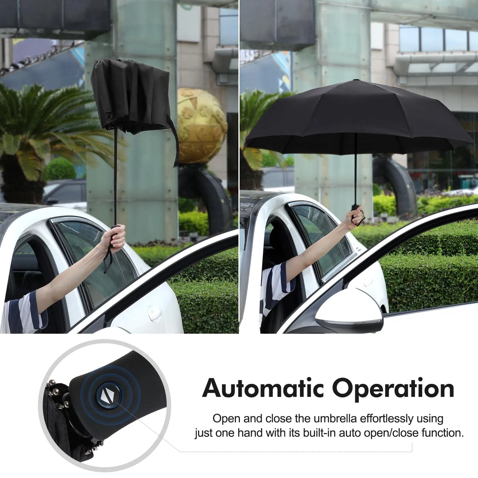 NIKIOYE Umbrella Compact Travel Umbrellas Strong Durable Windproof 50  UV Blocking Umbrella for Sun Rain Portable Umbrella, Auto Open/Close, Perfect Car Umbrella, Golf Umbrella