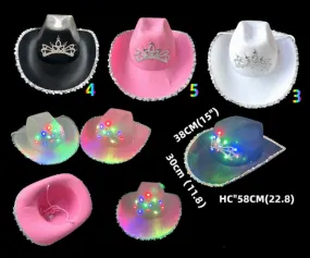 Novelty Light Up Princess Cowgirls Hats Wholesale