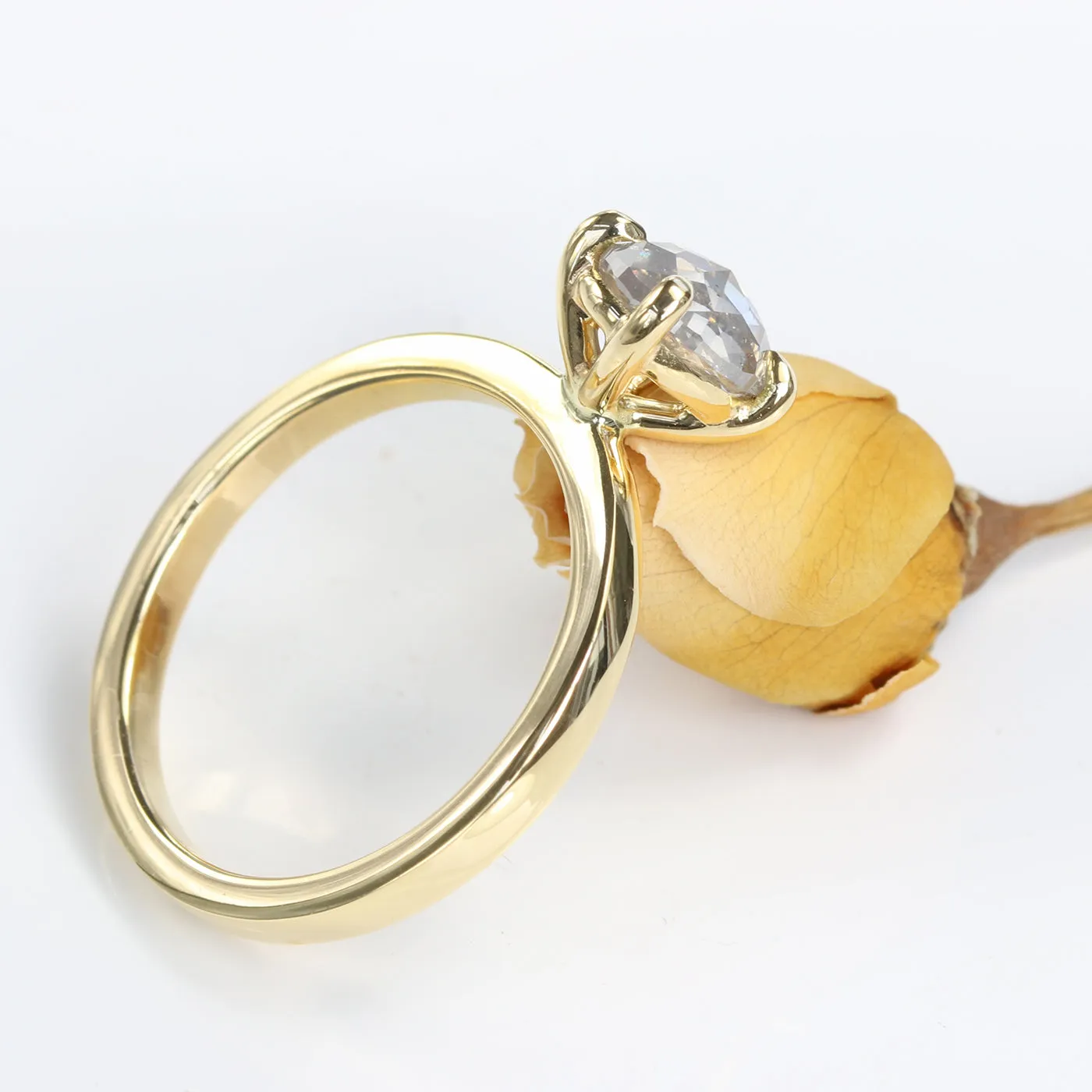 Oval Salt and Pepper Diamond Solitaire Engagement Ring (Size J 1/2, Resize H 1/2 - N 1/2)