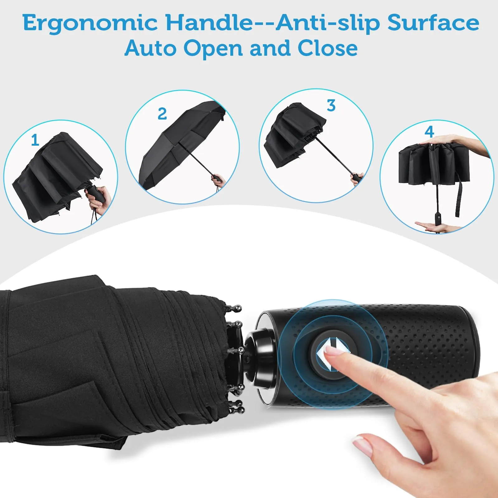 PANBU Umbrella Umbrellas for Rain, Ideal Portable Travel Umbrella Windproof Compact Umbrella for wind and Rain, --Stong Wind Resistant, Heavy Duty, Automatic Umbrella, Easy Open Close--Perfect Mens