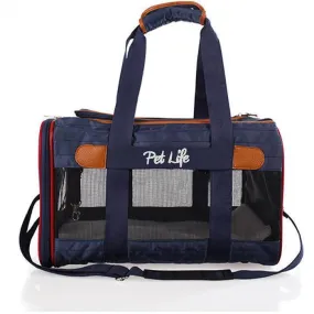 Pet Life ® 'Aero-Zoom' Airline Approved lightweight Wire Framed Folding Collapsible Fashion Pet Dog Carrier