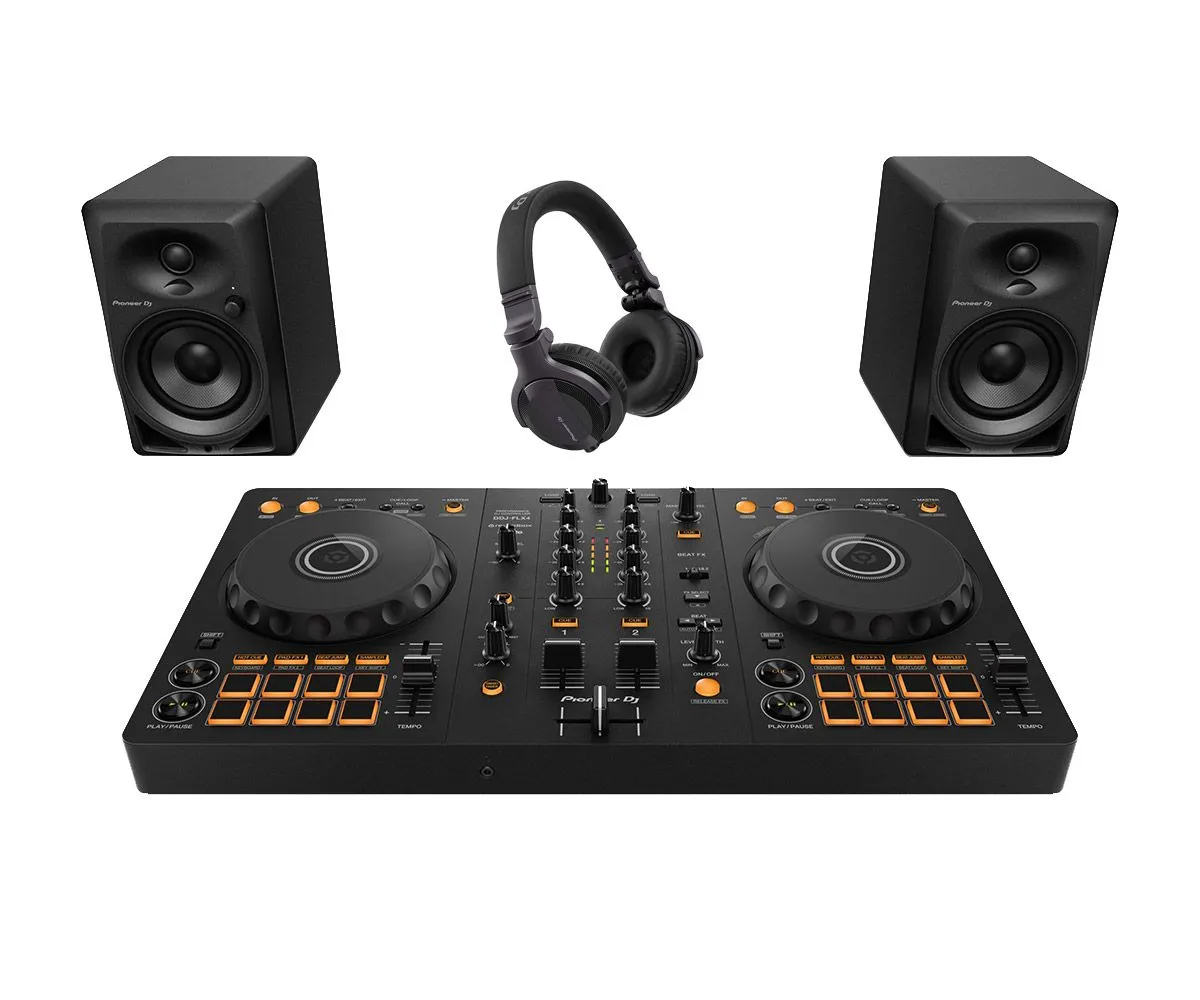 Pioneer DJ DDJ-FLX4, DM-50D and HDJ-CUE1 Starter Bundle