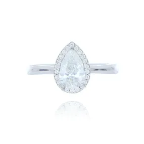 Platinum 1.10ct Pear Cut Diamond Cluster Ring