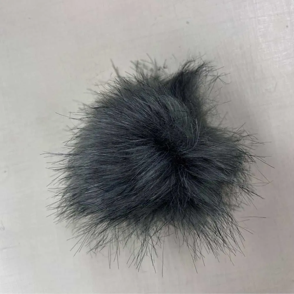 Pom Poms Dark Grey - 8cm with Elastic Loop