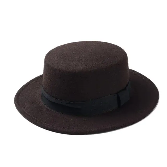 Pork Pie Flat Top Wool Hats