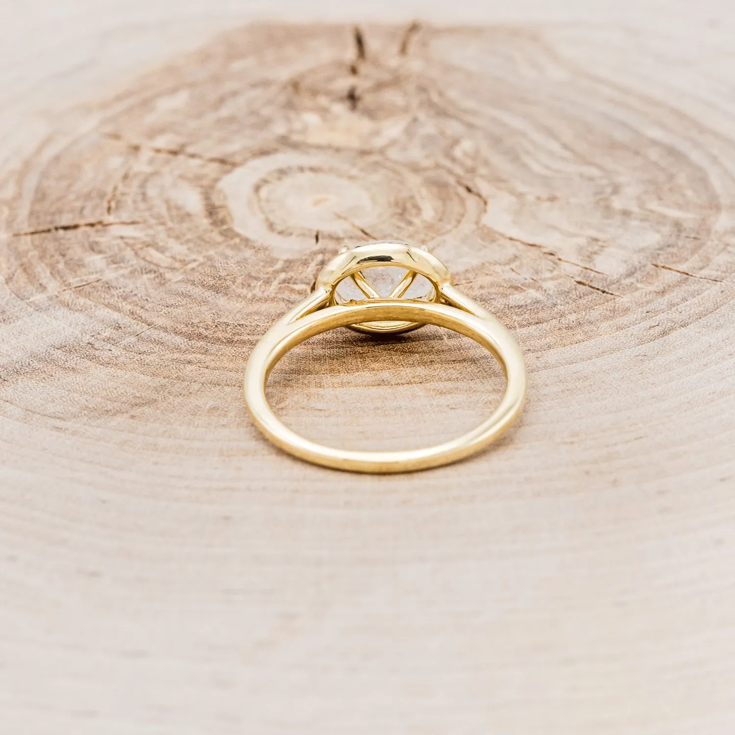 "MONET" - OVAL MOONSTONE ENGAGEMENT RING WITH BLACK DIAMOND HALO