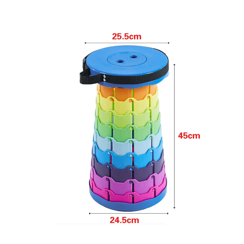 Rainbow Colour Foldable Telescopic Lightweight Compact Stool M24-16-4