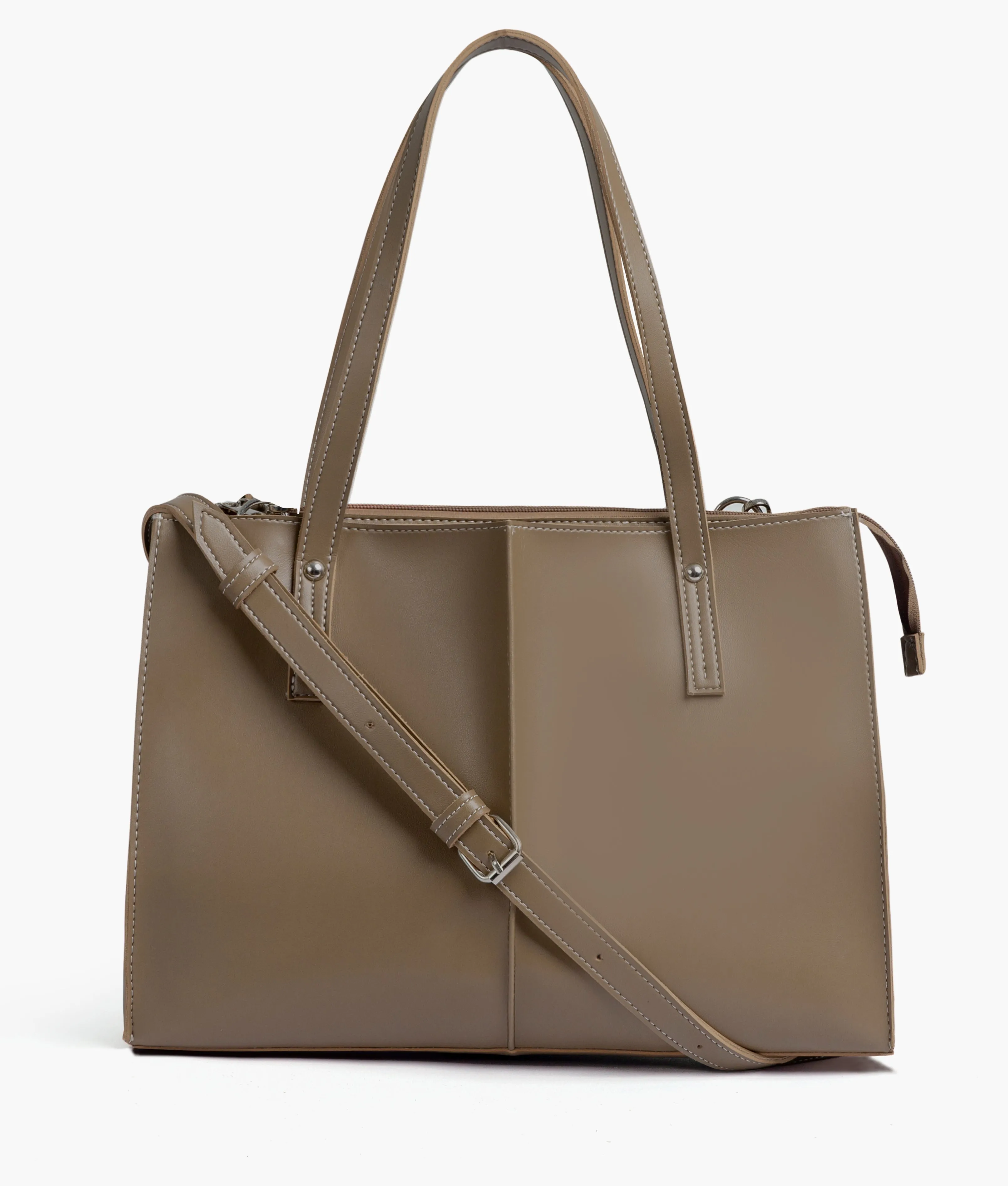 RoveBags Brown Suede Zipper Tote Bag