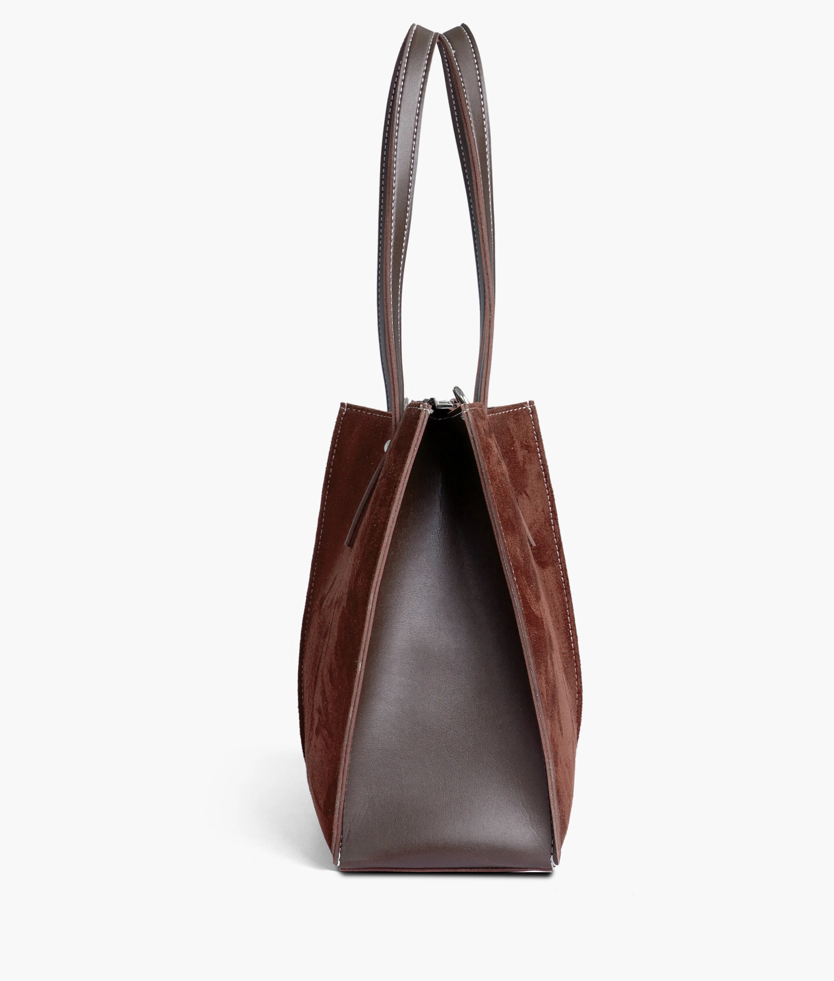 RoveBags Brown Suede Zipper Tote Bag