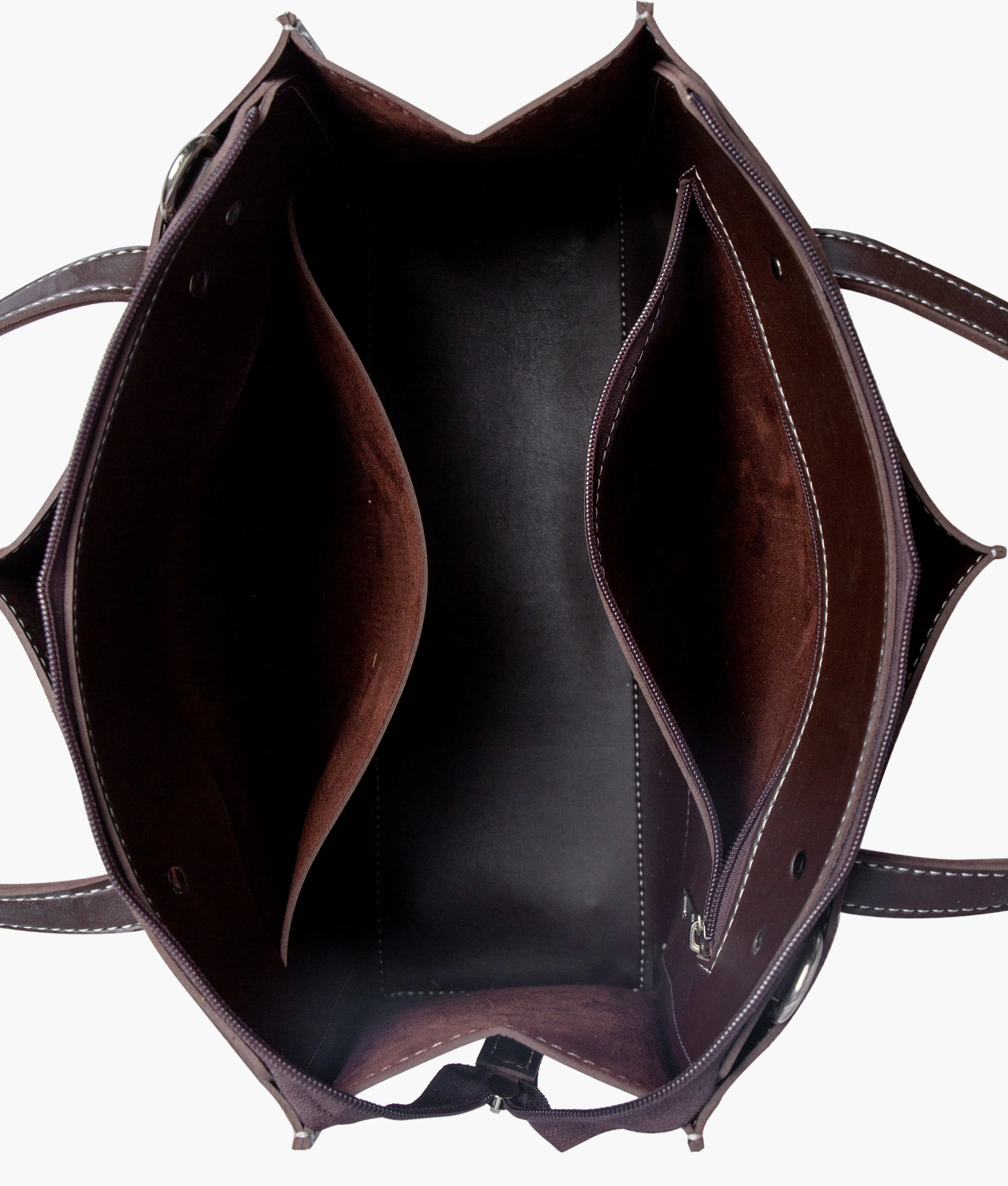 RoveBags Brown Suede Zipper Tote Bag