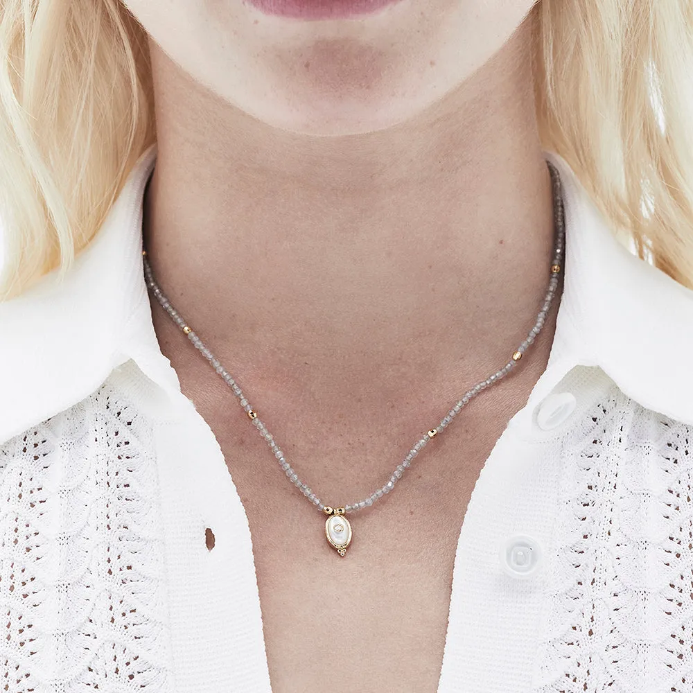 Sandra Stone Necklace Sterling Silver - Gold