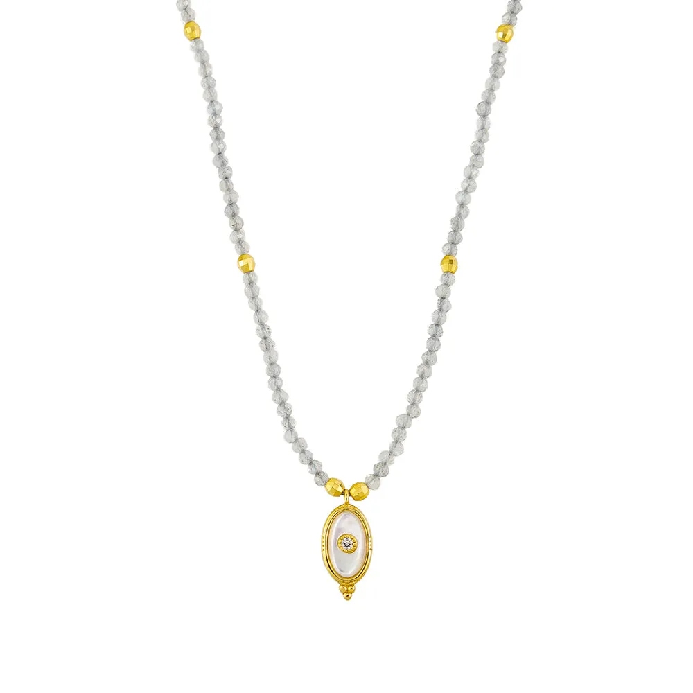 Sandra Stone Necklace Sterling Silver - Gold