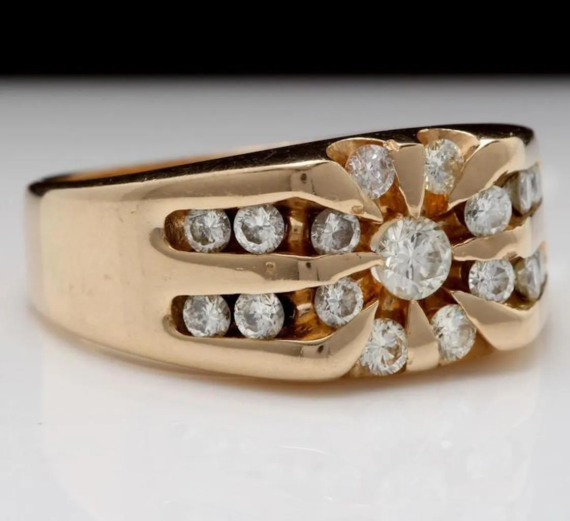 Splendid 1.00 Carats Natural VS2 Diamond 14K Solid Yellow Gold Ring