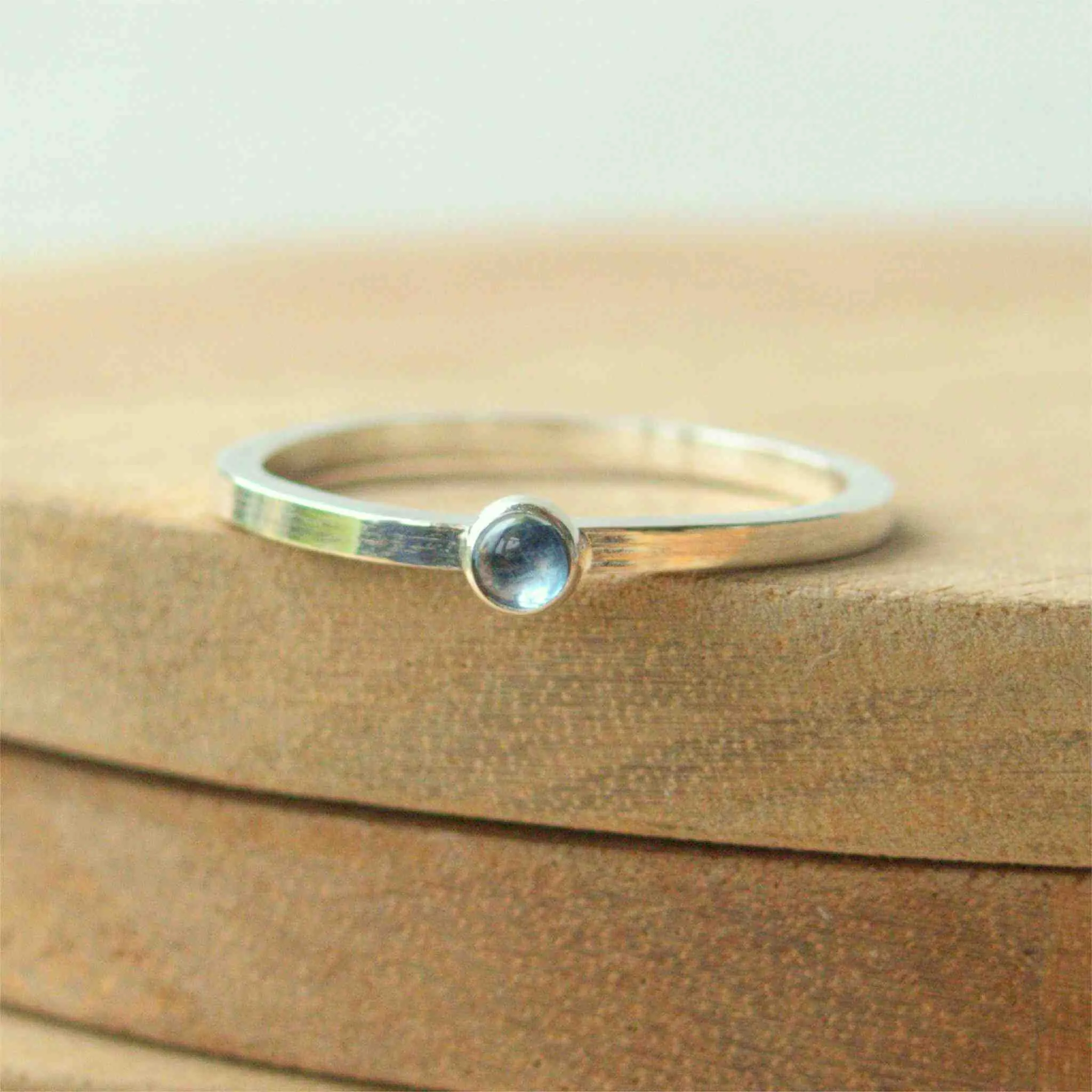 Stacking Silver Ring Set - Turquoise, Moonstone & Aquamarine