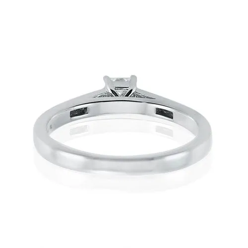 Steffans Princess Cut Diamond Platinum Solitaire Engagement Ring with Channel Set Princess Cut Diamond Shoulders (0.33ct)