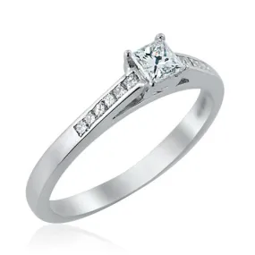 Steffans Princess Cut Diamond Platinum Solitaire Engagement Ring with Channel Set Princess Cut Diamond Shoulders (0.33ct)